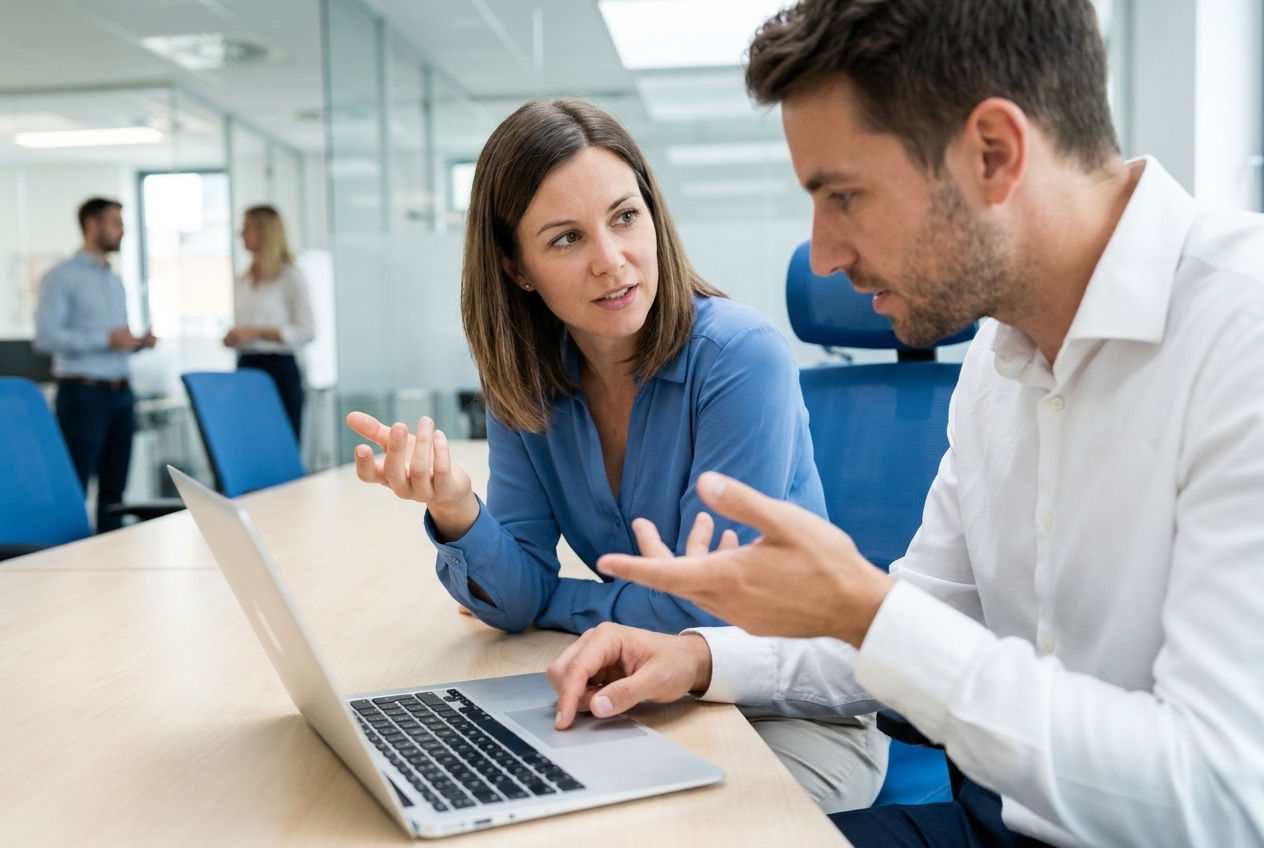 Colegas discutindo ideias